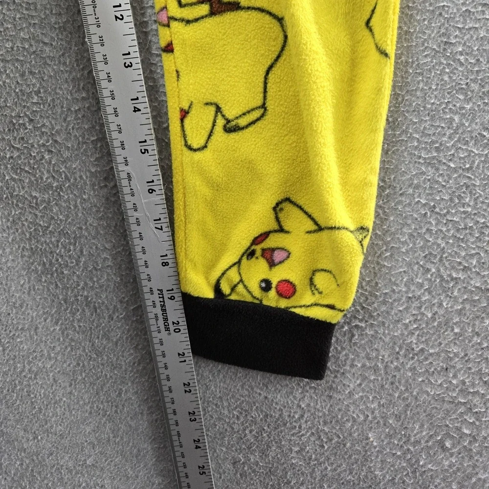 Pokemon Boys Sleepwear S (6/7) Yellow Embroidered One-Piece Pajama Graphic